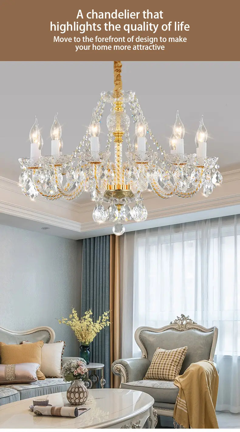 Golden Brilliance: Luxury Crystal Golden Chandelier -