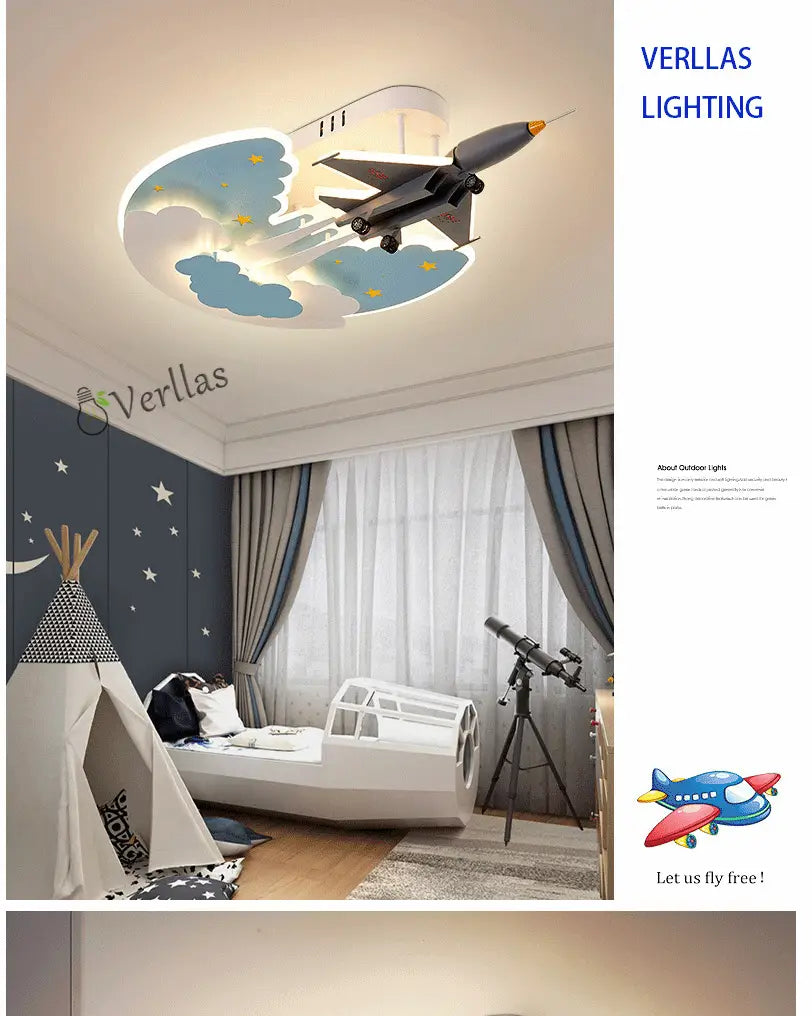 Airplane LED Ceiling Lights for Boys Girls Baby Bedroom