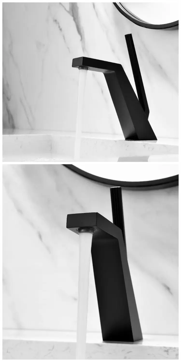 Basin Faucet Modern Bathroom Mixer Tap Black/Chrome Wash