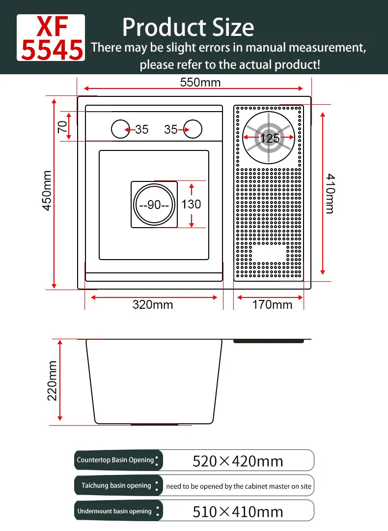 Hidden Cup Washer Sink Nano Stainless Steel kitchen Sink Bar