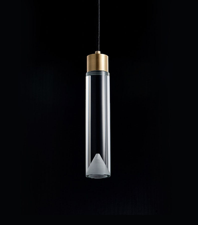 Modern Clear Crystal Pendant Lamp - Copper Hanging Light