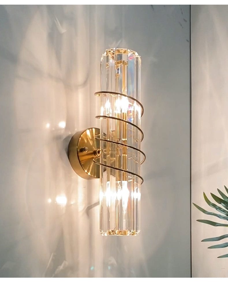 Modern Light Luxury Cylindrical Crystal Wall Lamp Living