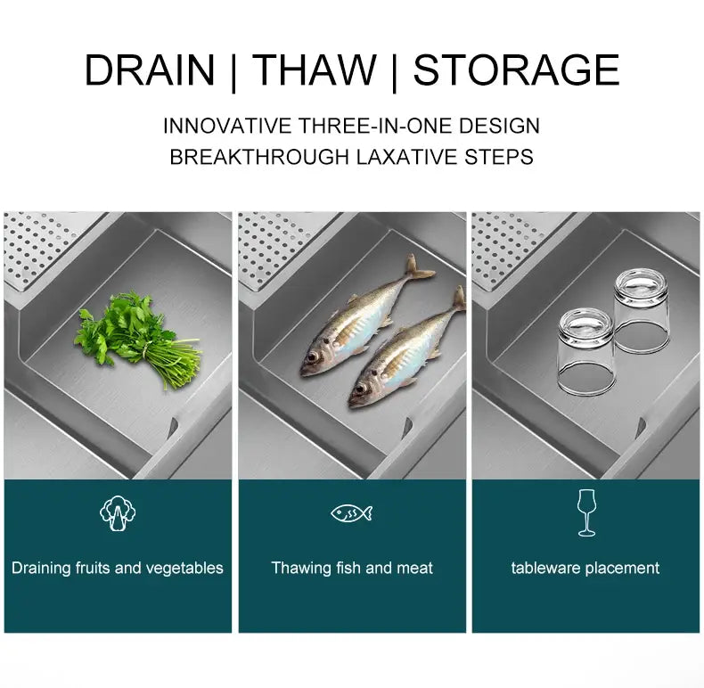 Grey Drop In Kitchen Sink Workstation Undermount Single Bowl