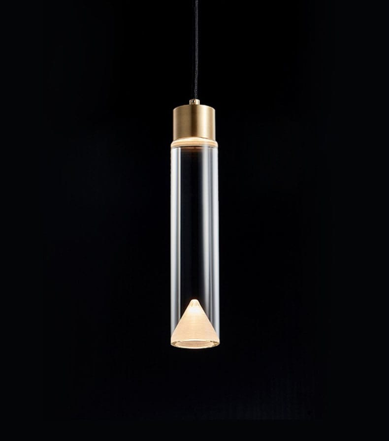 Modern Clear Crystal Pendant Lamp - Copper Hanging Light