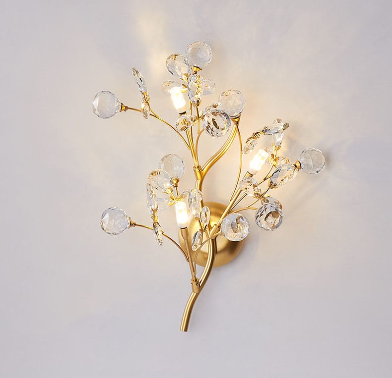 Romantic Flowers Branches G4 Bulb Wall Lights Clear Crystal