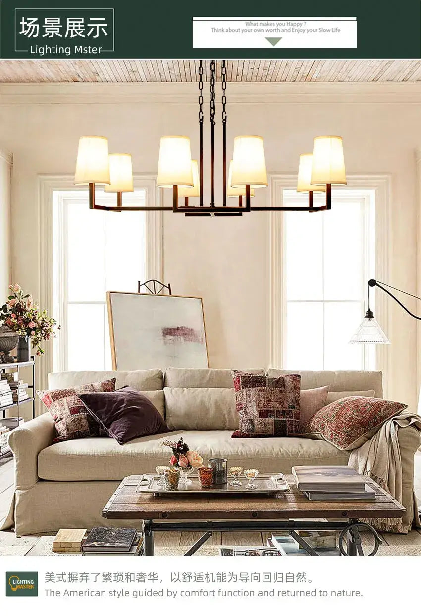 Harper American Industrial Chandelier - Vintage Loft-Style