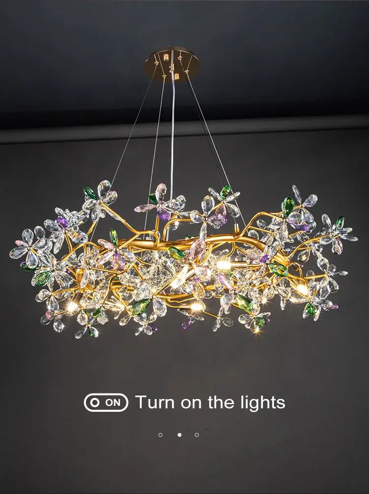 Liana French Crystal Gold Pendant Lamp for Dining & Villas