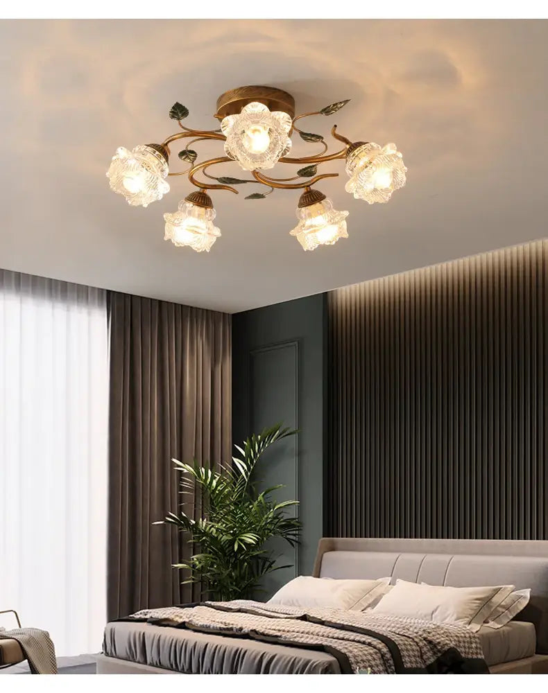 Bella European Vintage LED Ceiling Light - Green Plant