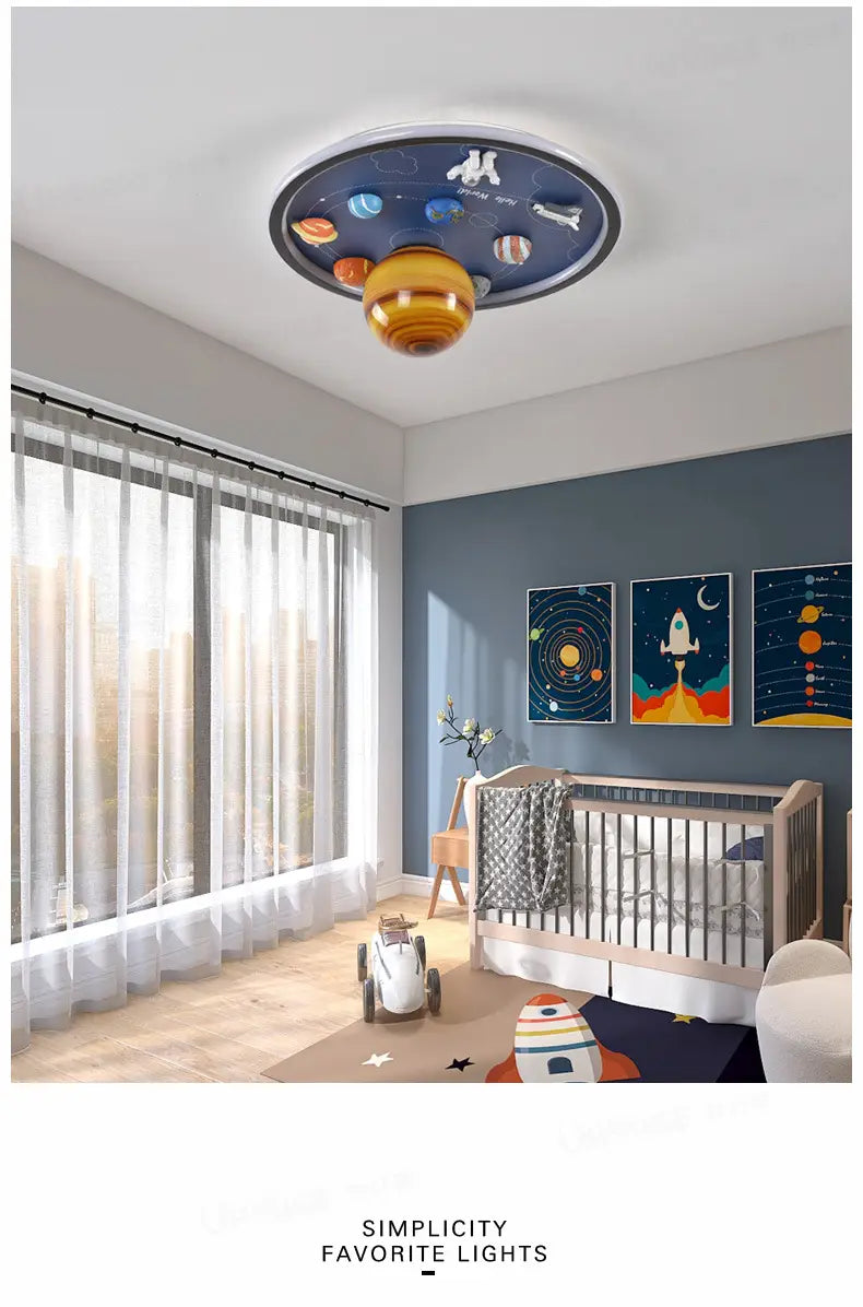 Astronaut Space Planet Ceiling Lights Dreamy Kids Children Bedroom Led  Ceiling Lamp Decor Diorama 3D Galaxy Led Light Fixtures