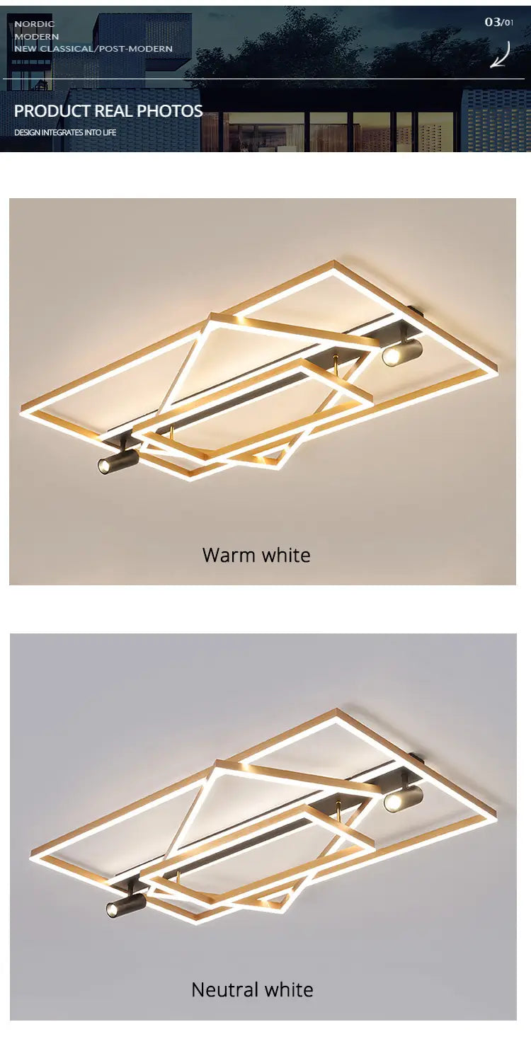 Golden Ultra-thin Living Room Headlights New Ceiling Lamp