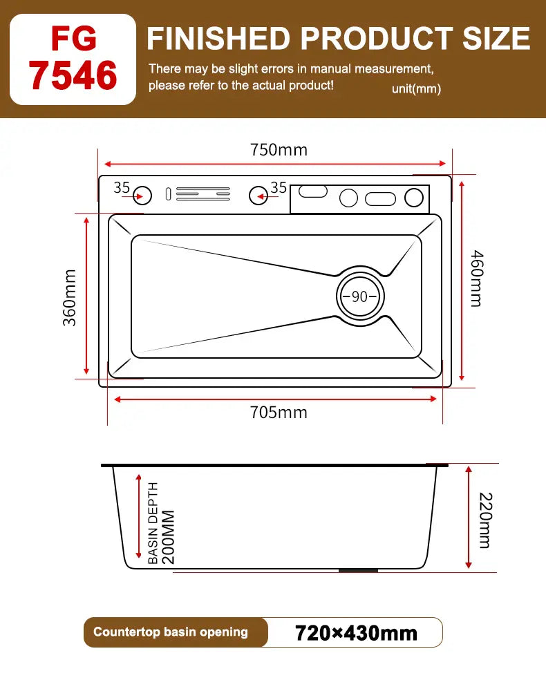 Stainless Steel kitchen sink Digital Display Embossed