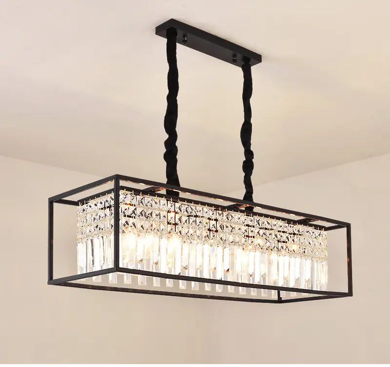 Modern Crystal Chandelier Black /Gold Haning Lamp For Dining