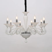Traditional Curved Arm Pendant Chandelier 6/8/10 Heads White/Black/Blue Glass Ceiling Hanging Light with Spuntik Design
