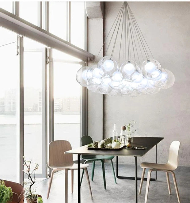 Nordic Modern LED Double-Deck Glass Ball Pendant Lights G4 Bulb Hall Lights