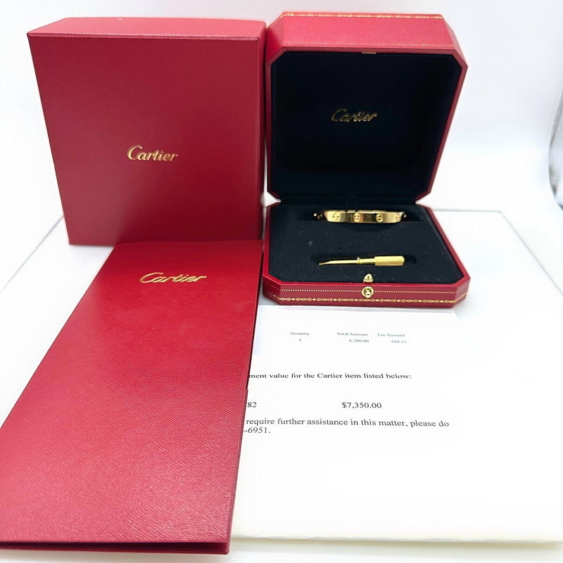 CARTIER Love Bangle Bracelet 18kt Rose Gold SZ 17 Full Set COA Boxes B