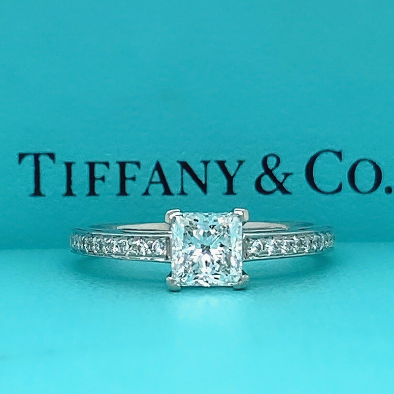 Tiffany & Co GRACE Princess Diamond Engagement Ring 0.76 tcw E VVS1 Pl