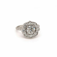 Round Brilliant Diamond Flower Ring 1.08 CTW 14K White Gold