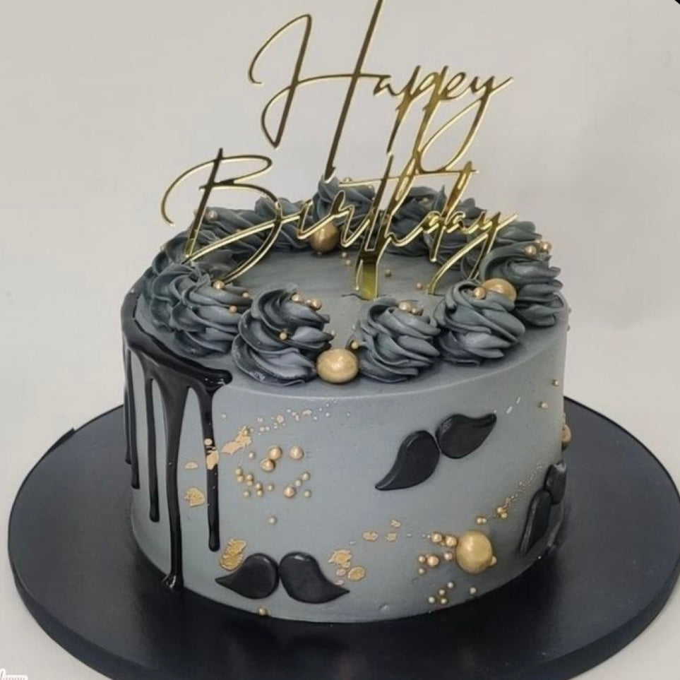 Bolo masculino Azul e dourado 1.5kg - Cake's Doce&Sabor