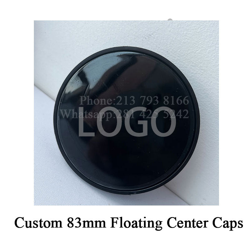 Custom 83mm Chrome GMC Floating Center Caps with Red Letters (4Pcs)