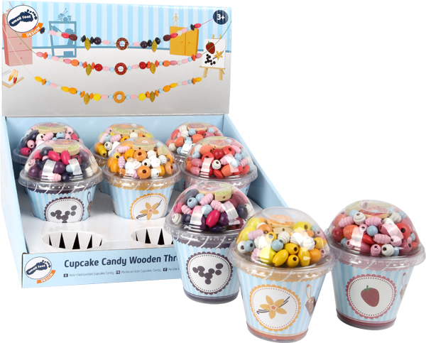 Small Foot Threading Bead Candy Cupcakes 9 Unit Display