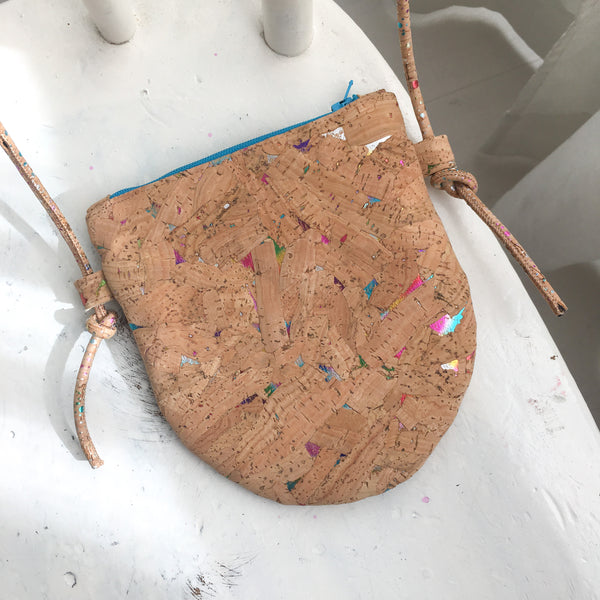 how to sew a cork leather bag, half moon shaped