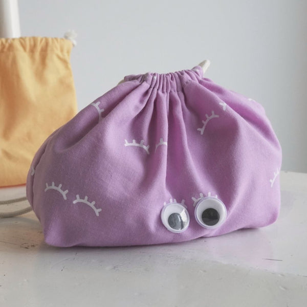 Googly eye drawstring bag sewing tutorial 