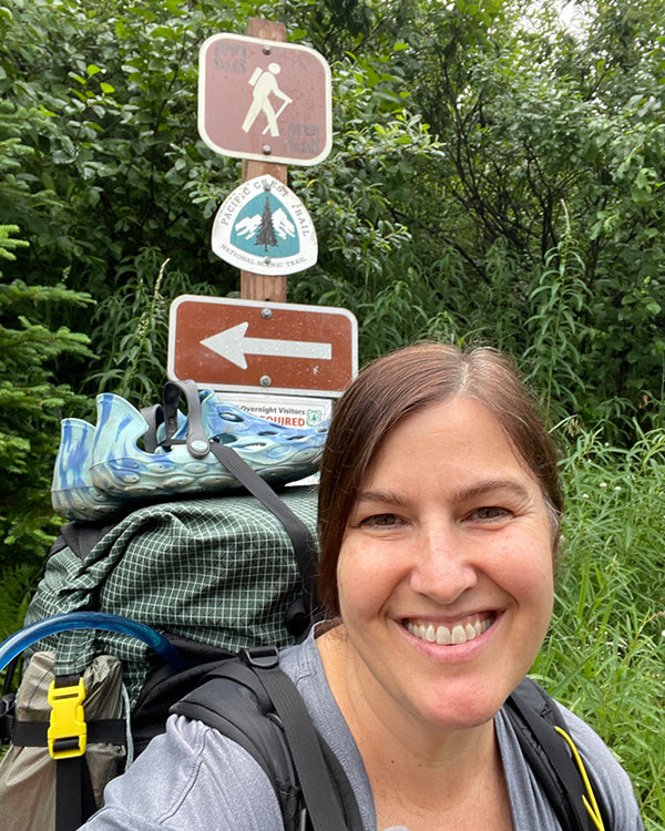 Catherine Grisez setting off to hike Stevens Pass to Snoqualmie Pass on the Pacific Crest Trail