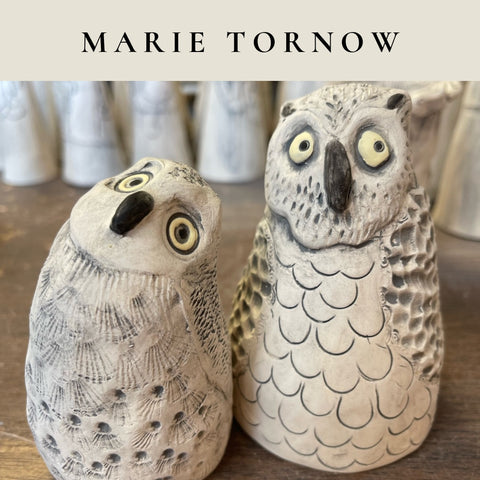 Marie Tornow - ceramic owl sculptures