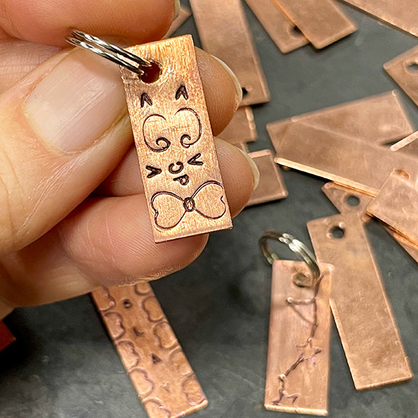 make a stamped copper keychain ornament