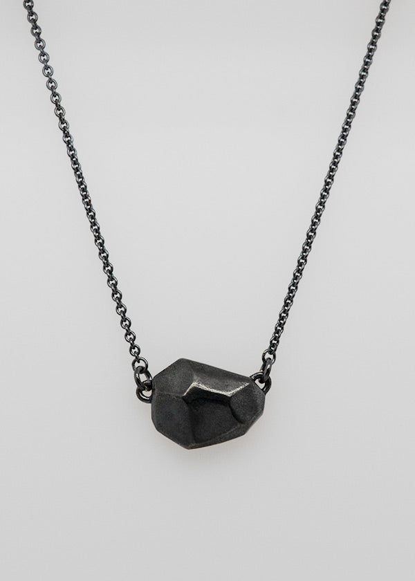 darkened sterling silver rock necklace handcrafted by artist Catherine Grisez