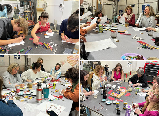 enameled pendant drawing in action during various CG jewelry making classes