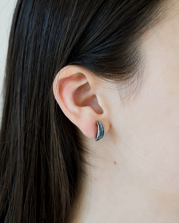 mini leaf hug earring, handcrafted in Seattle by artist Catherine Grisez, inspired by volcano hike