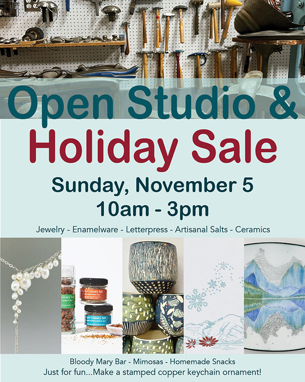 fall open studio and holiday sale at CG sculpture and jewelry poster