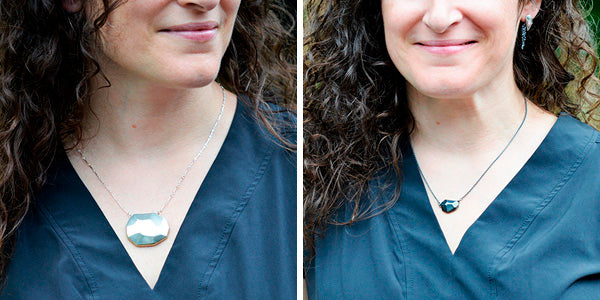 strength rock necklaces, large and small side by side comparison