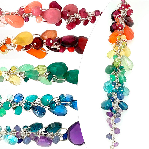 rainbow love silver and gemstone gradient necklaces