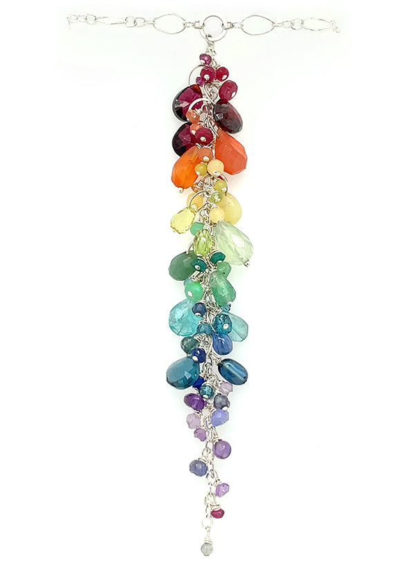 rainbow gradient gemstone necklace made in Seattle by artist Catherine Grisez