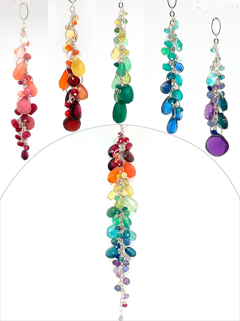gemstone necklaces in rainbow of colors for Mother's Day gifts
