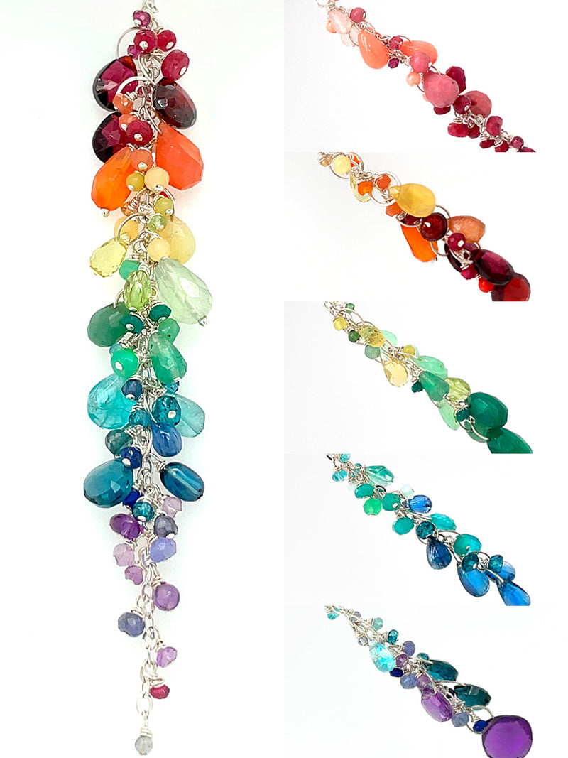 cheerful gemstone rainbow gradient necklace for mother's day gifts