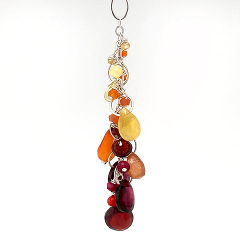 red ombre gemstone necklace with garnet and mixed stones, handcrafted in Seattle WA