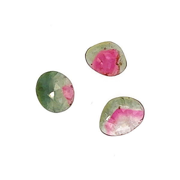 ovoid shaped rose cut watermelon tourmaline to be used in one of a kind jewelry, handmade in Seattle by artist Catherine Grisez