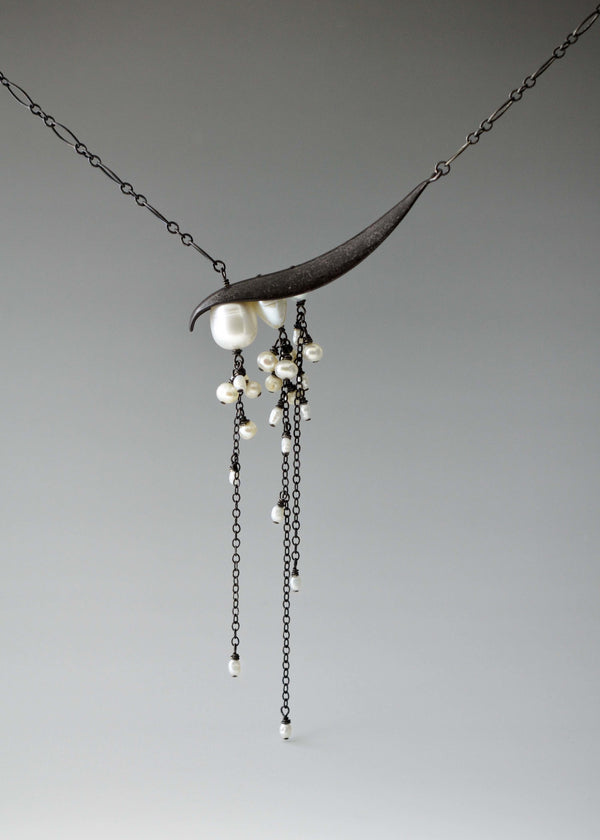 Large Angled Pearl Drop Necklace - CG Sculpture and Jewelry