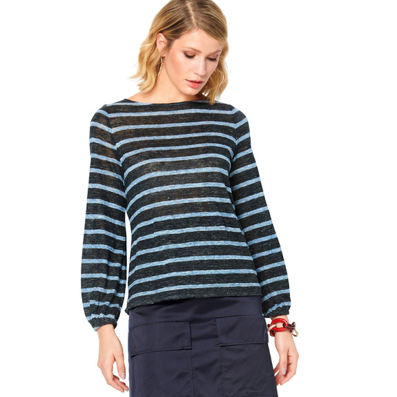 stitch stripe blouse+skirt melt the lady