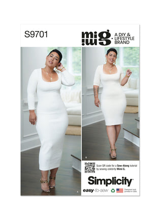 Simplicity Misses' V-Neck Empire Dress Sewing Pattern Kit, Code S9702,  Sizes 18-20-22-24-26, Multicolor