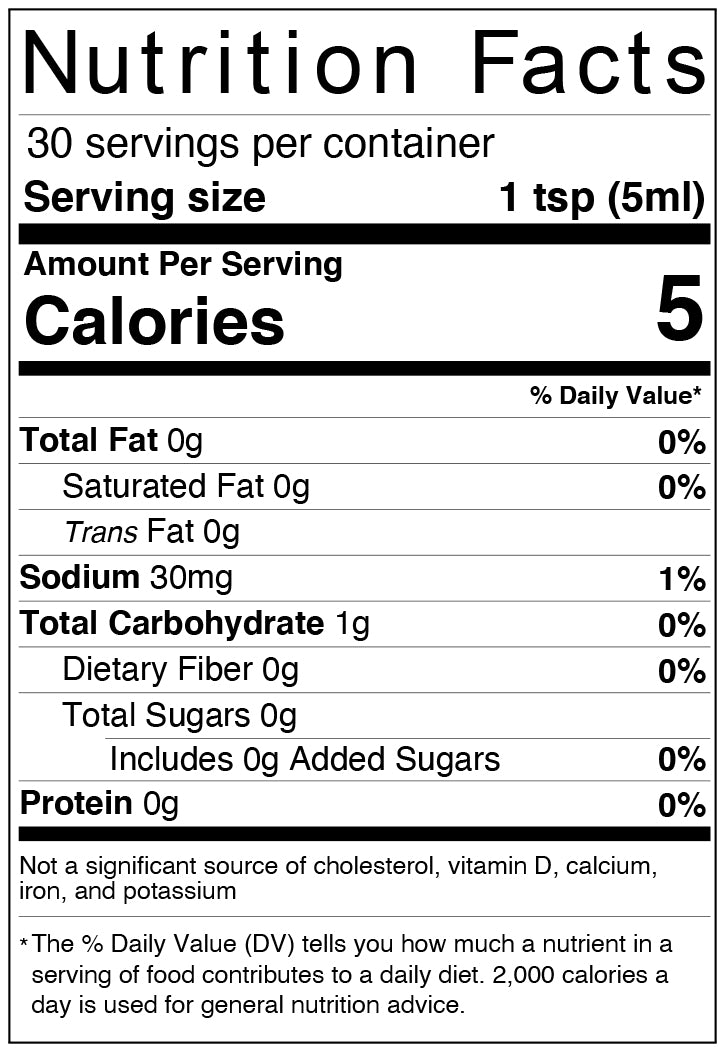 Island Vibes nutrition label
