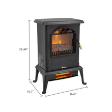 Load image into Gallery viewer, Electric Fireplace Stove Space Heater 1500W Portable Freestanding with Thermostat, Realistic Flame Logs Vintage Design for Corners