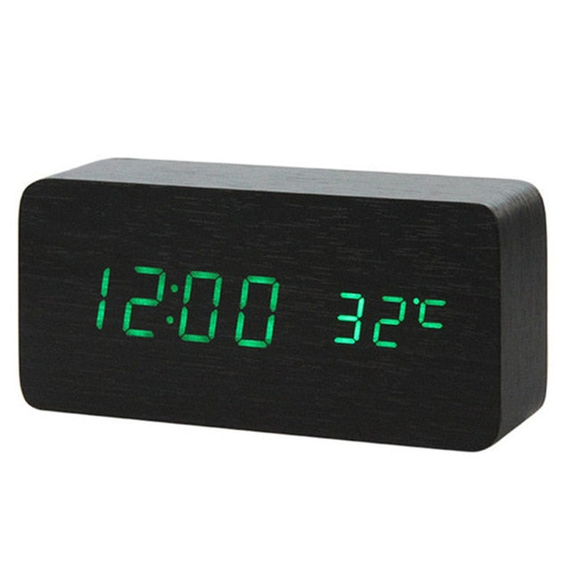 Faux Wood LED Alarm Clock