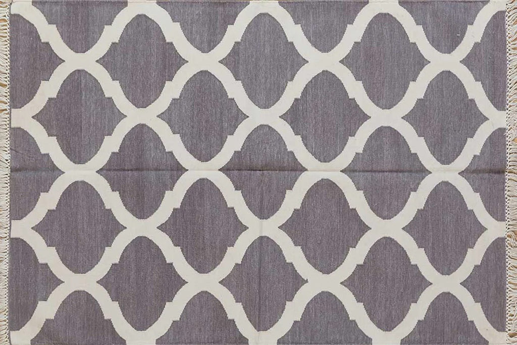 Grey & White Contemporary Flat Weave Rug