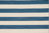 Modern Flat Weave Blue & White Striped Rug