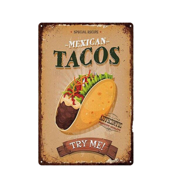 Plaque En Métal Tacos Plaque Ton Mur 