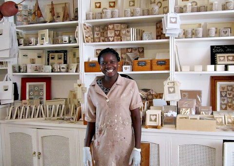 Peggy in the Original t-bag Designs Shop